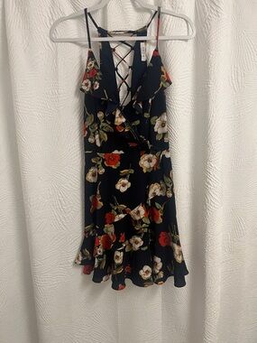 Pilgrim Navy Floral Ruffle Mini Dress